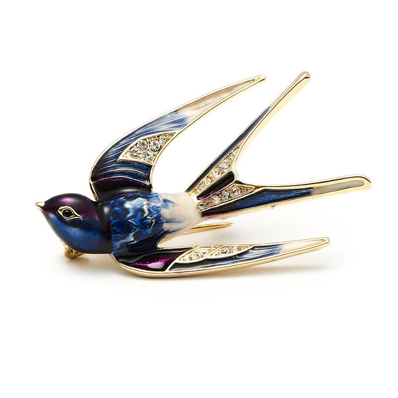 

Elegant Swallow Bird Brooch Pins Colorful Enamel Rhinestone