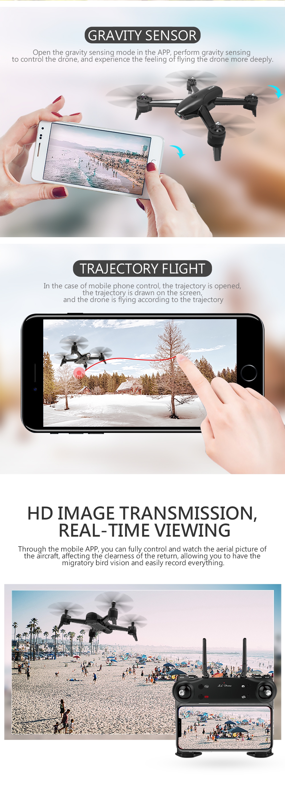SG106 WiFi FPV With 4K / 1080P Wide Angle Camera Optical Flow Positioning RC Drone Quadcopter RTF 5