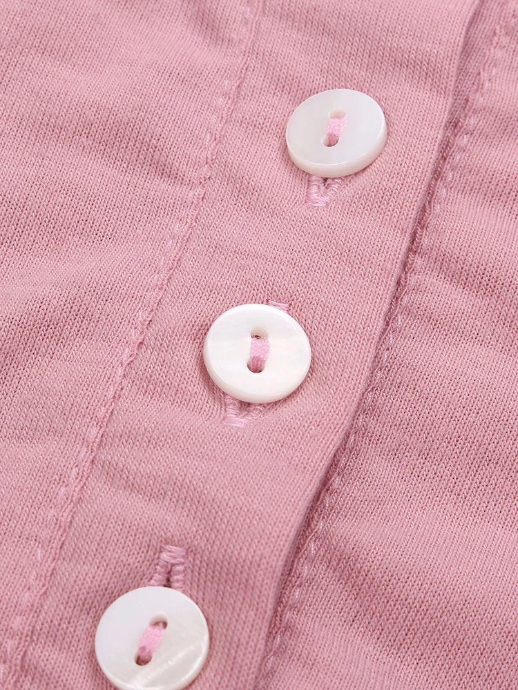 Women Brief Solid Button Scoop Neck Irregular Cotton Dress