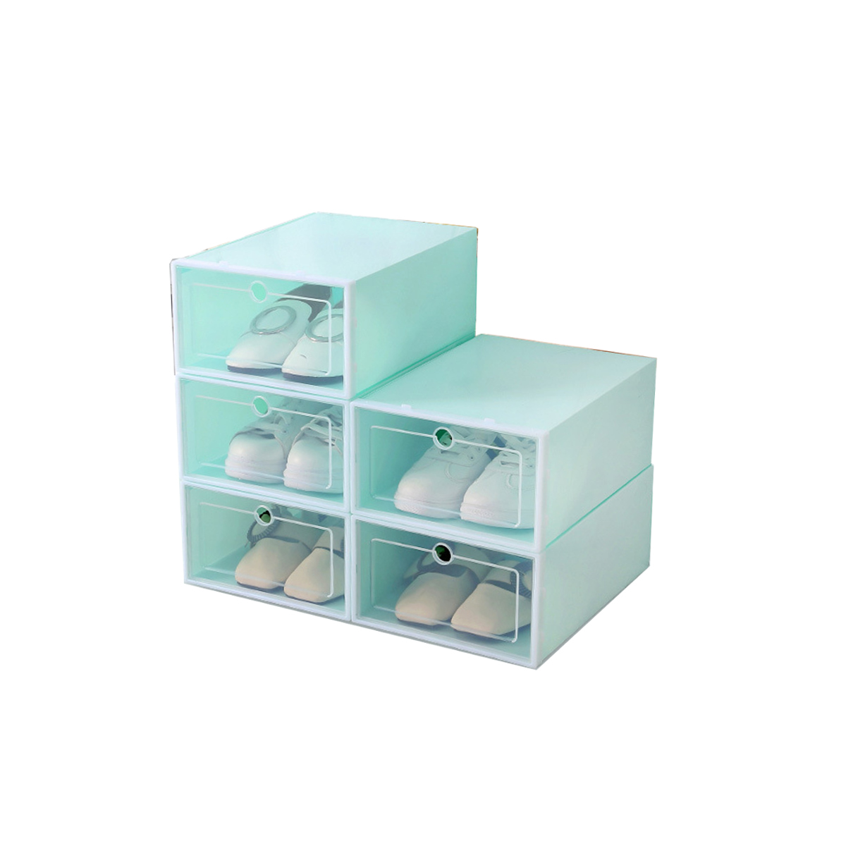 

Foldable Clear Plastic Shoe Storage Boxes Display Organizer Stackable Tidy Save Space Single Box