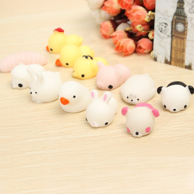 

6PCS Chicken Duck Tiger Bear Seal Squeeze Squishy Healing Toy Collection Stress Reliever