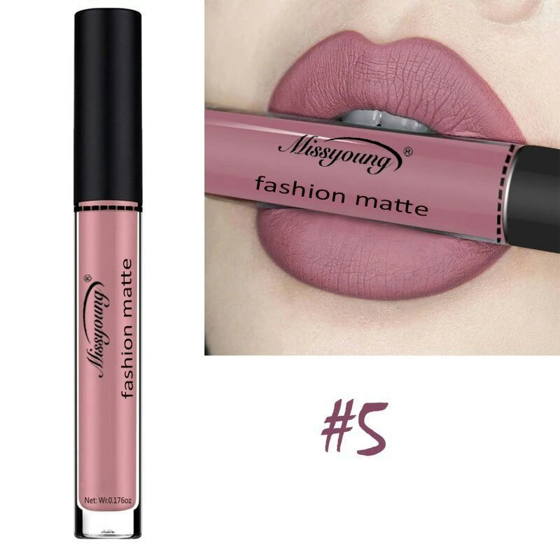 Missyoung Matte Lip Gloss Lips Lipstick Long Lasting Liquid Cosmetics Exaggerated Makeup