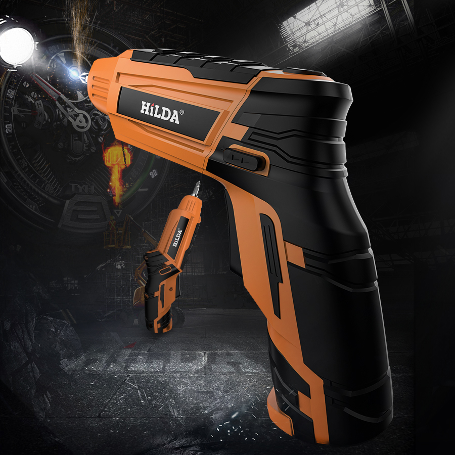 HILDA 4.2V Cordless Electric Screwdriver Lithium Battery Screwdriver with Twistable Handle 71
