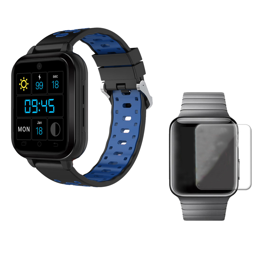 

FINOW Q1 Pro Black Blue 4G 1+8G GPS WIFI IP67 Waterproof Smart Watch + 40mm HD Tempered Glass Watch Screen Protector
