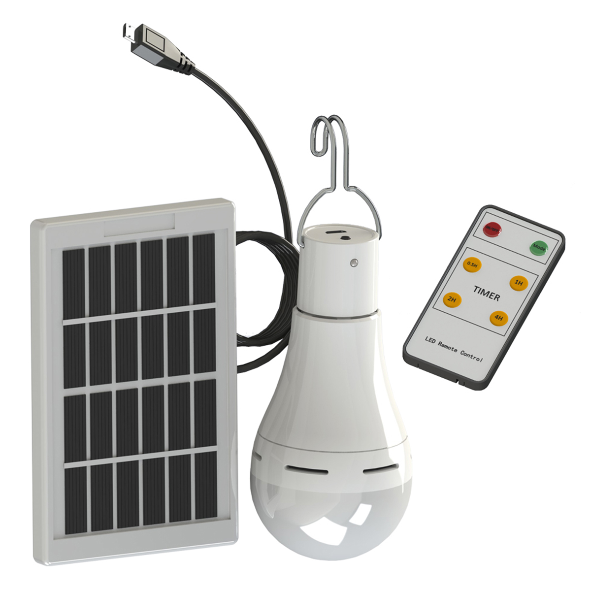 

15 Вт Солнечная Питание USB Аккумуляторная Кемпинг Лампа 5-режимная, Вт / Солнечная Панель, 3 м, кабель и Дистанционный