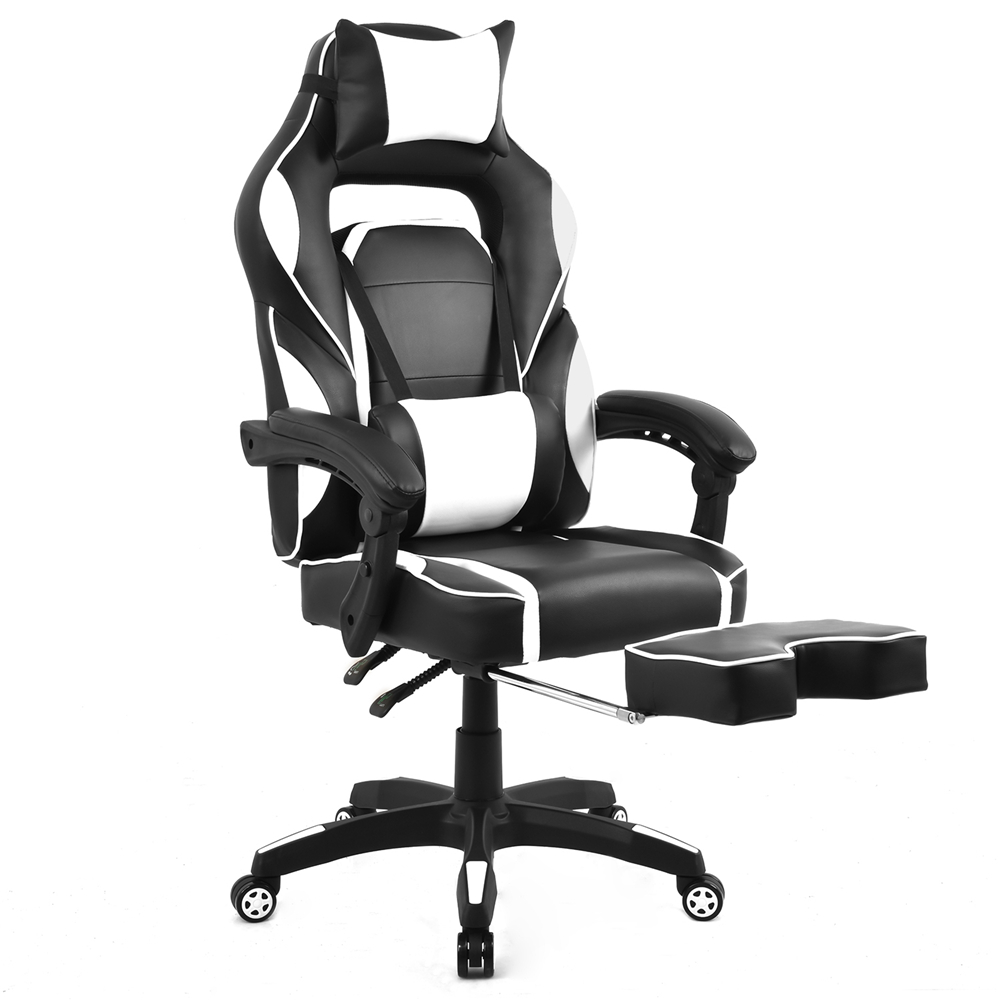 

Merax Office Chair High Back Racing Style Ergonomic Gaming Chair PU Leather Swivel Folding Chair with Footrest Headrest and Lumbar Support