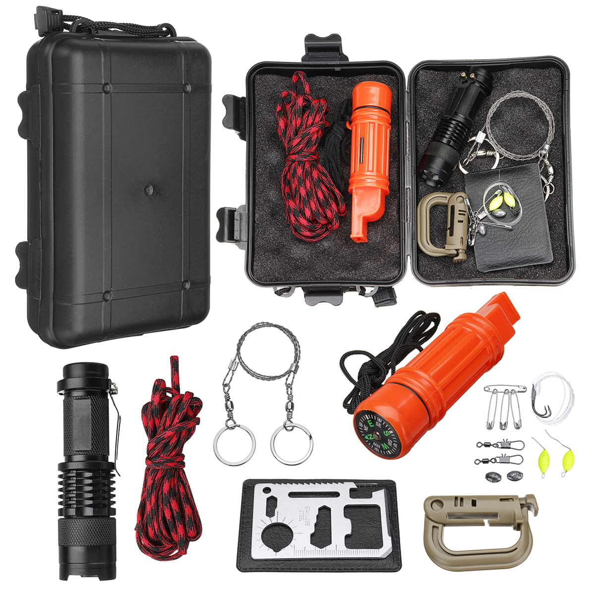 

20 In 1 SOS Emergency Survival Gear Kit Portable Multi Wilderness Camping Hunting Fishing Hiking Traveling Survival Tools Set