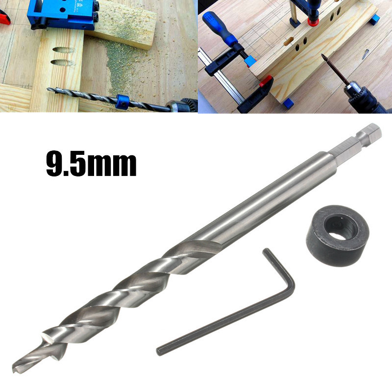 

9.5mm Twist Step Drill Bit With Depth Stop Collar for Pocket Hole Jig Kit