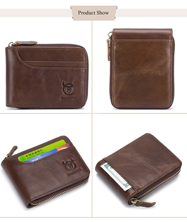 bullcaptain zip around leather wallet for men at Banggood