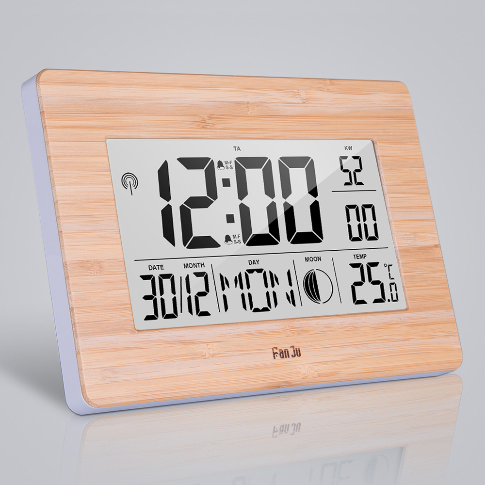 

LCD Digital Wall Clock Alarm Big Size Multifunction Temperature Table Clocks Bedside Thermometer Hygrometer