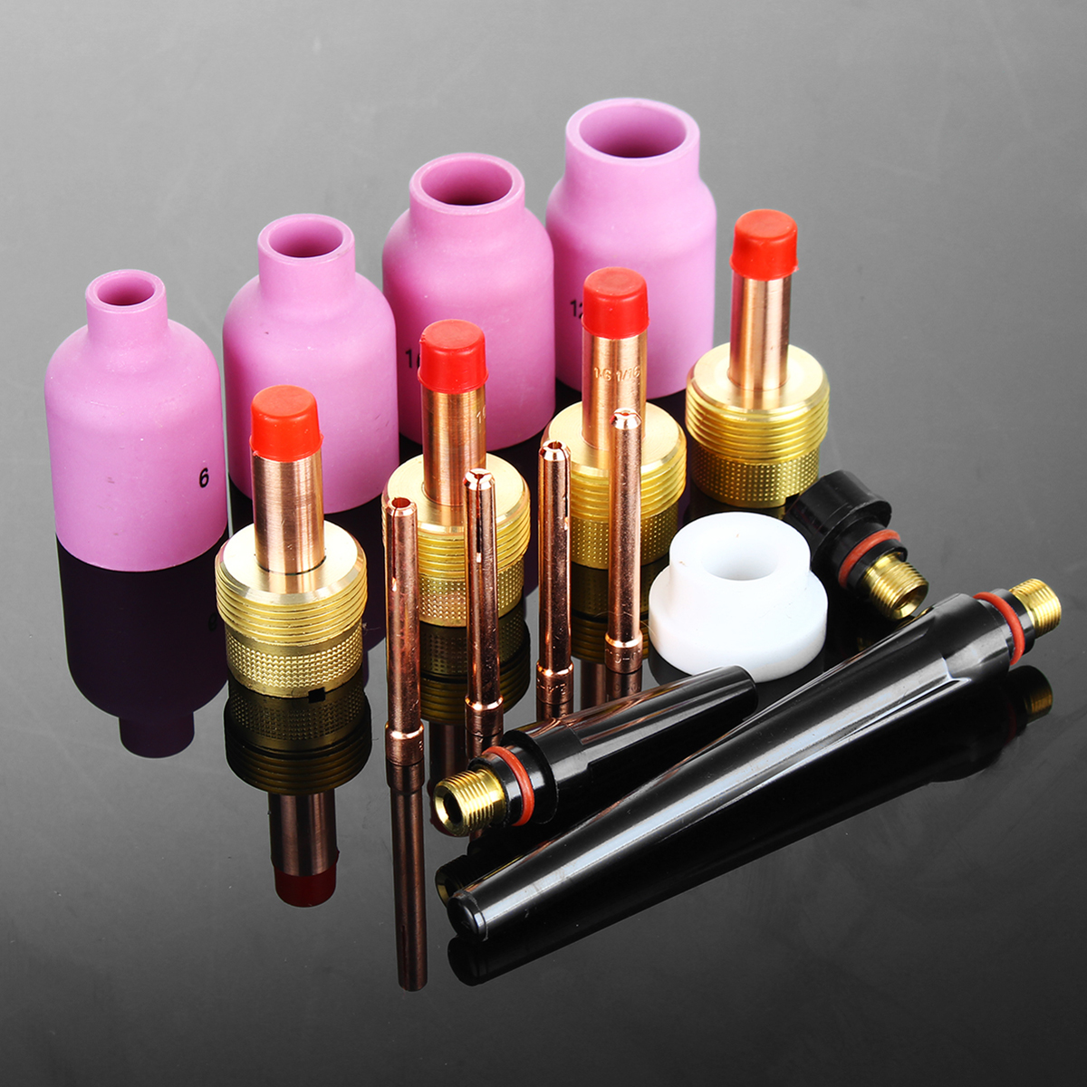 

16pcs Large Gas Lens TIG Welding Torch Nozzle Cup Kit For WP-17/18/26 Series