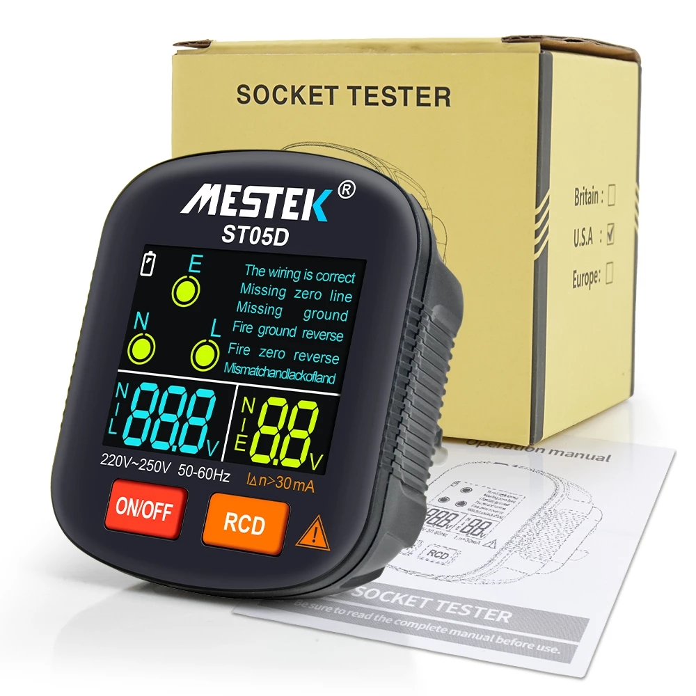 MESTEK ST05D Multimetro Tester per Presa di Corrente 8
