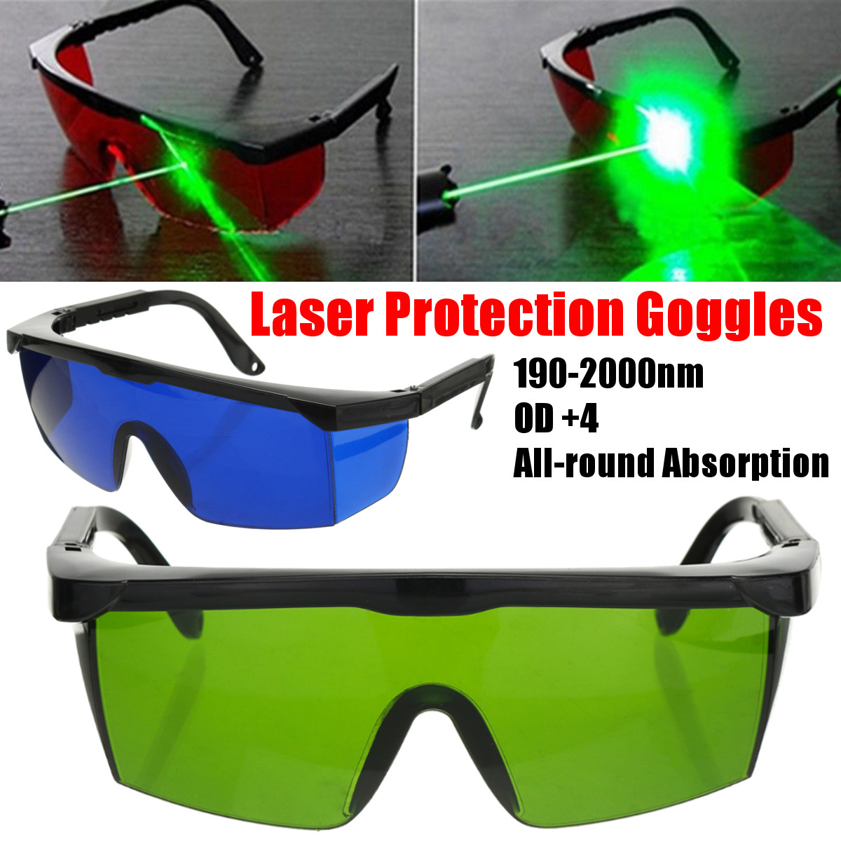 Pro Laser Protection Goggles Protective Safety Glasses IPL OD+4D 190nm-2000nm Laser Goggles 17