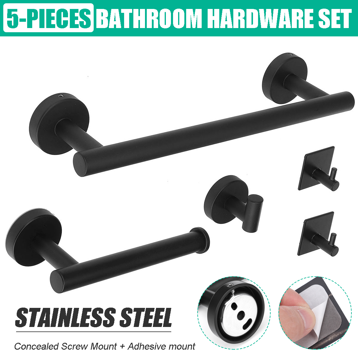 Towel Rack 304 Stainless Steel Toilet Paper Roll Holder Shelf Bathroom Washroom 2