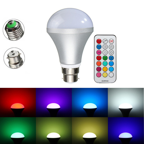 

E27 / b22 10w RGBW LED лампочки красочный шар лампа + AC85-265V пульт дистанционного управления