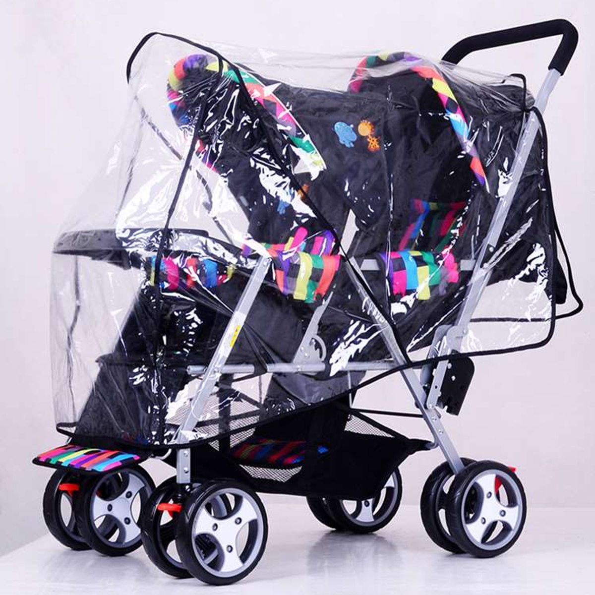 

Прозрачная прогулочная коляска для прогулочных колясок Weather Pram Baby Baby Double Pushchair Wind Shield Raincoat
