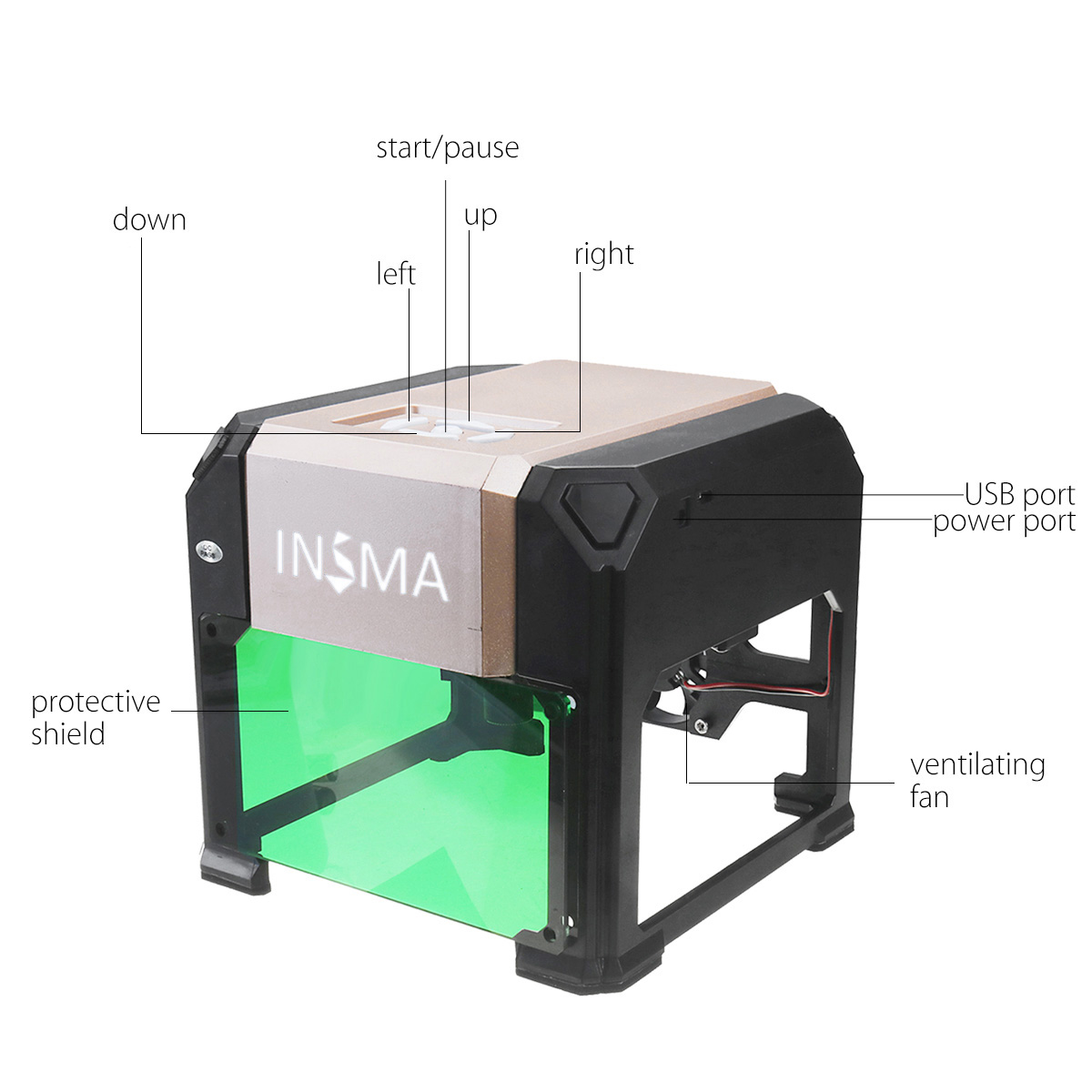 3000mW USB Laser Engraver Desktop DIY Logo Mark Printer Carver Laser Engraving Machine 15