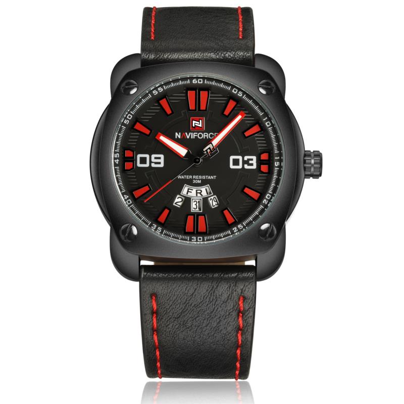 

NAVIFORCE 9096 Fashion Men Quartz Watch Date Week Display Leather Strap Watch