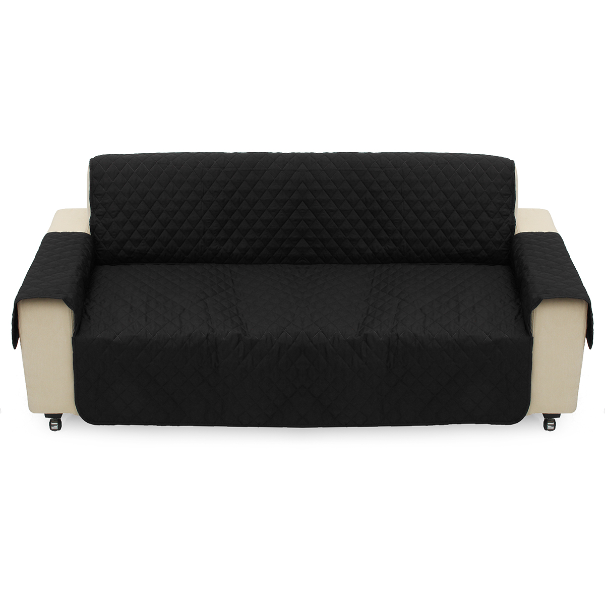 

Black Pet Sofa Couch Protective Cover Pads Removable Strap Waterproof Cat Pad 3 Seater Sofa Mat
