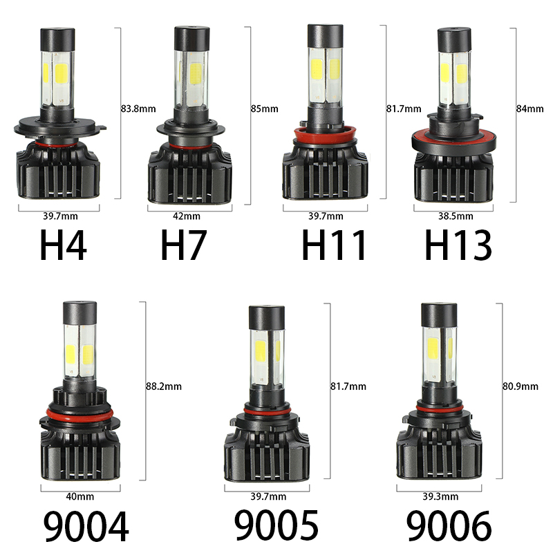 Paire V8 40W 4800LM 6000K Voiture blanche COB LED Phares H4 H7 H8/H11 H13 9004 9005 9006