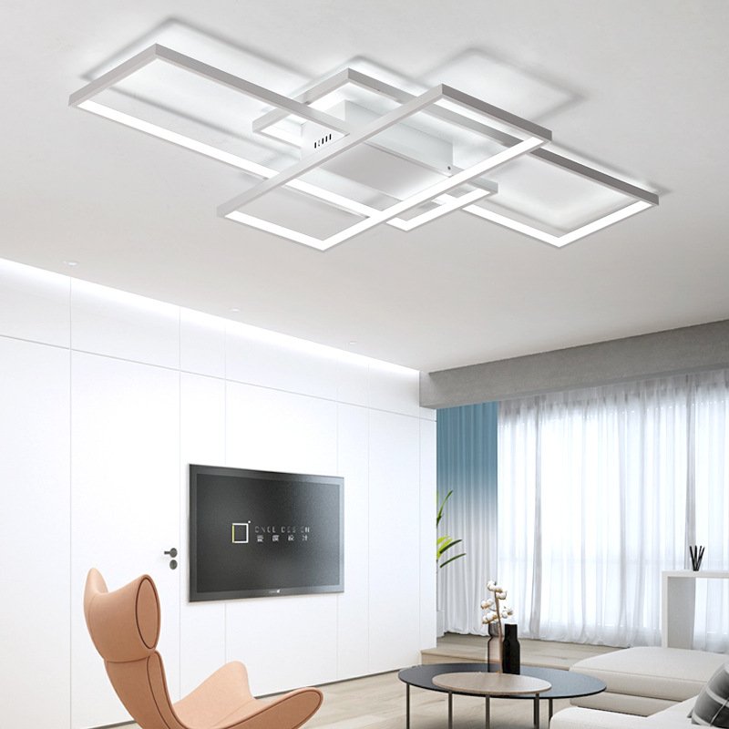ARILUX AC110-120V Modern Minimalist Nordic Style Rectangular LED Ceiling Light Bedroom Living Room Dining Room Ceiling Lamp White/Black Shell, Warm Light/White Light/Stepless Dimming