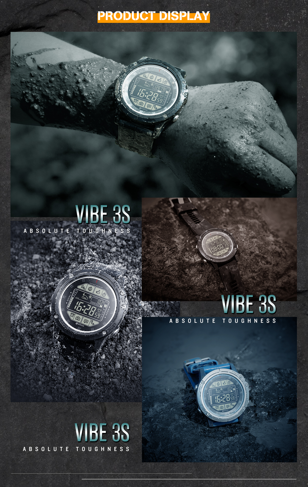 Zeblaze VIBE 3S Absolute Toughness Real-time Weather Display Goals Setting Message Reminder 1.24inch FSTN Full View Display Outdoor Sport Smart Watch 26