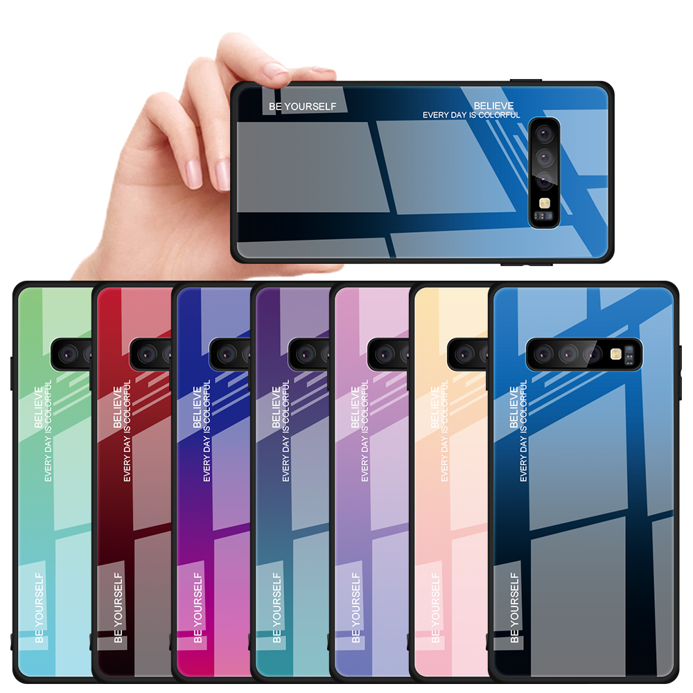 

Bakeey Gradient Tempered Glass Protective Case For Samsung Galaxy S10e S10 S10 Plus S10 5G Scratch Resistant Back Cover