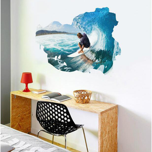 

Miico 3D Creative PVC Wall Stickers Home Decor Mural Art Removable Surfing Wall Decals