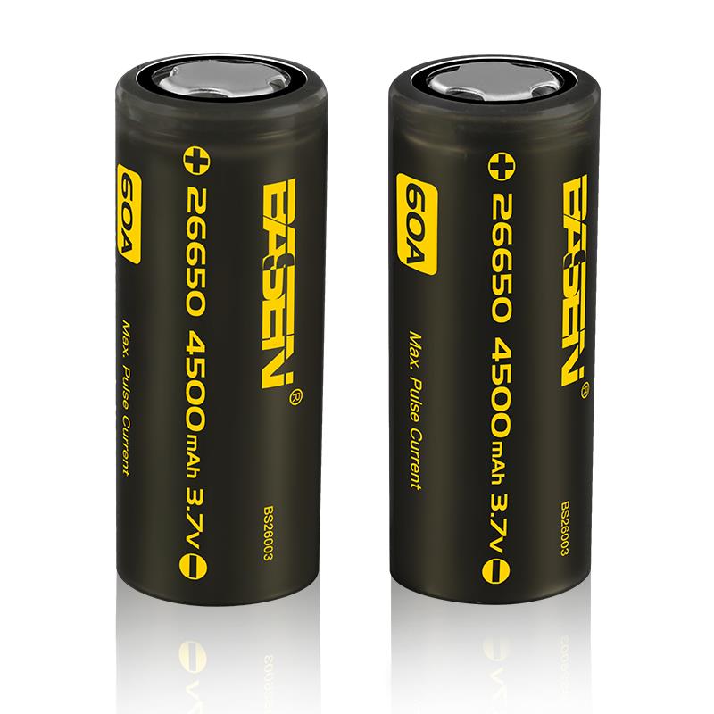 

5pcs Basen BS26003 26650 4500mah 3.7V 60A Unprotect Flat Top Rechargeable Li-ion Battery