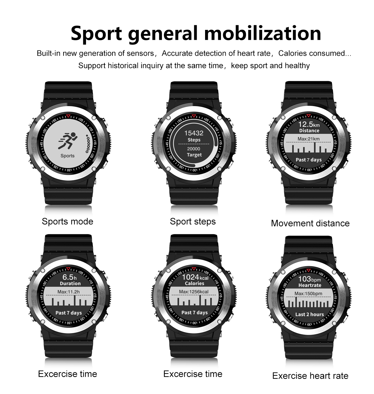 Newwear Q6 1.0inch GPS Compass Heart Rate Monitor Sports Mode Fitness Tracker bluetooth Smart Watch 25
