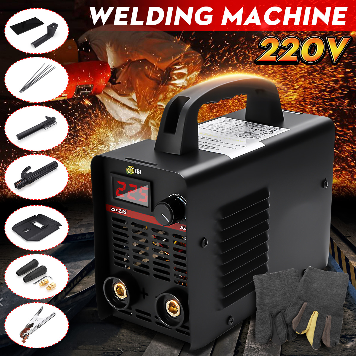 

ZX7-225 220V 200A MMA ARC Welding Machine Handheld Mini Electric Welder IGBT Inverter Kit