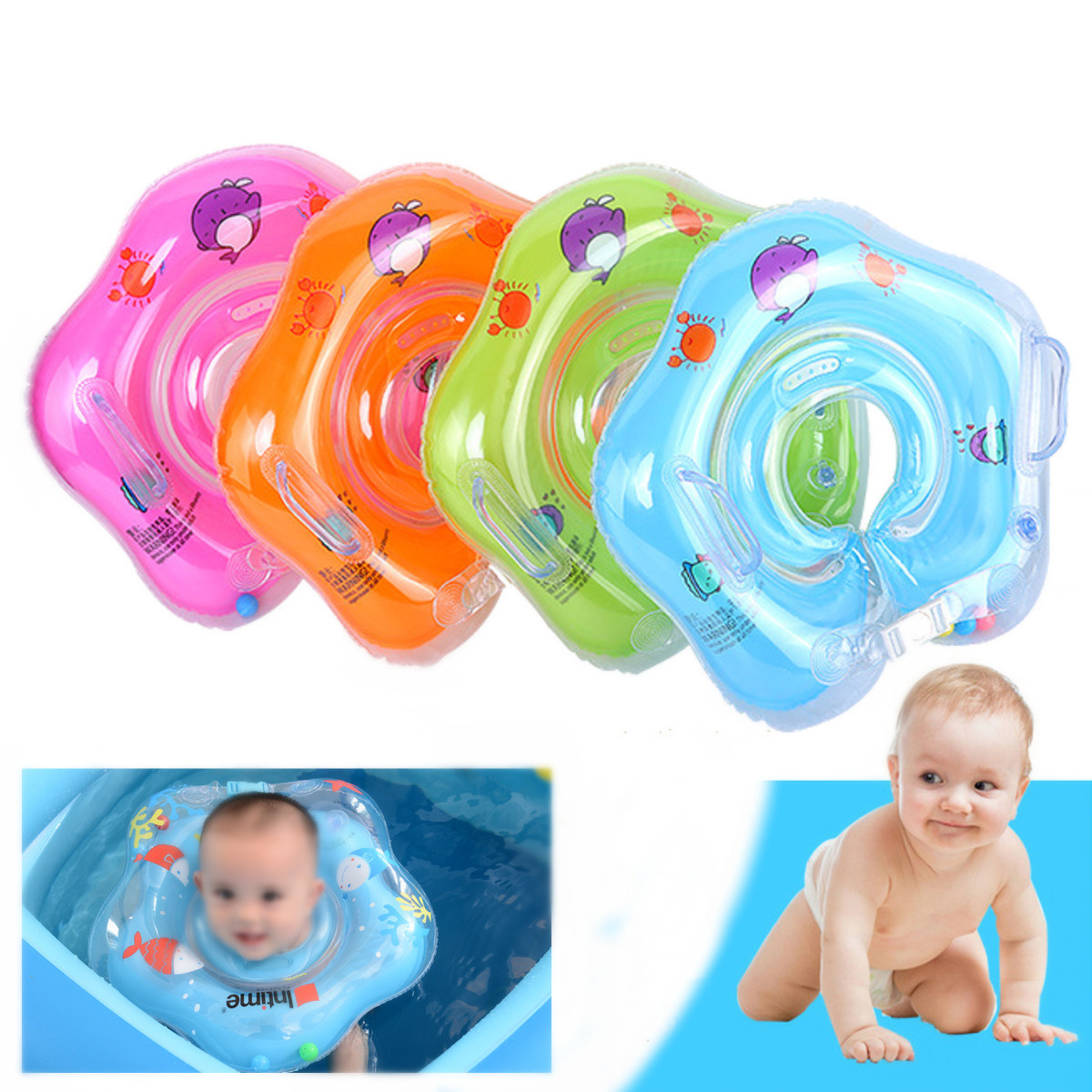 

IPRee™ Inflatable Baby Infant Swimming Neck Float Ring Newborn Bath Pool Beach Circle