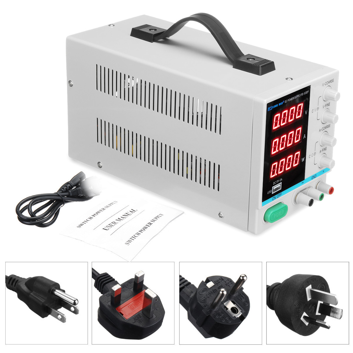 

LONG WEI PS-305DF 0.01 Accuracy 110V/220V 30V 5A Adjustable DC Power Supply Switching Regulated Power Supply W/ 5V 2A USB