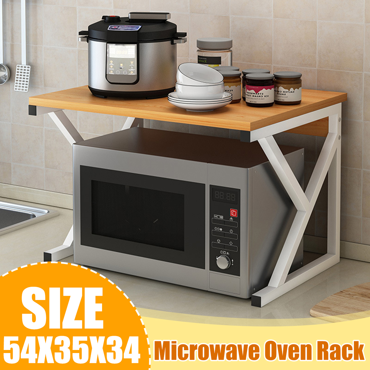 Microwave Oven Rack Kitchen Baker Stand Storage Shelf Kitchen Desktop Space Saving Organizer 2
