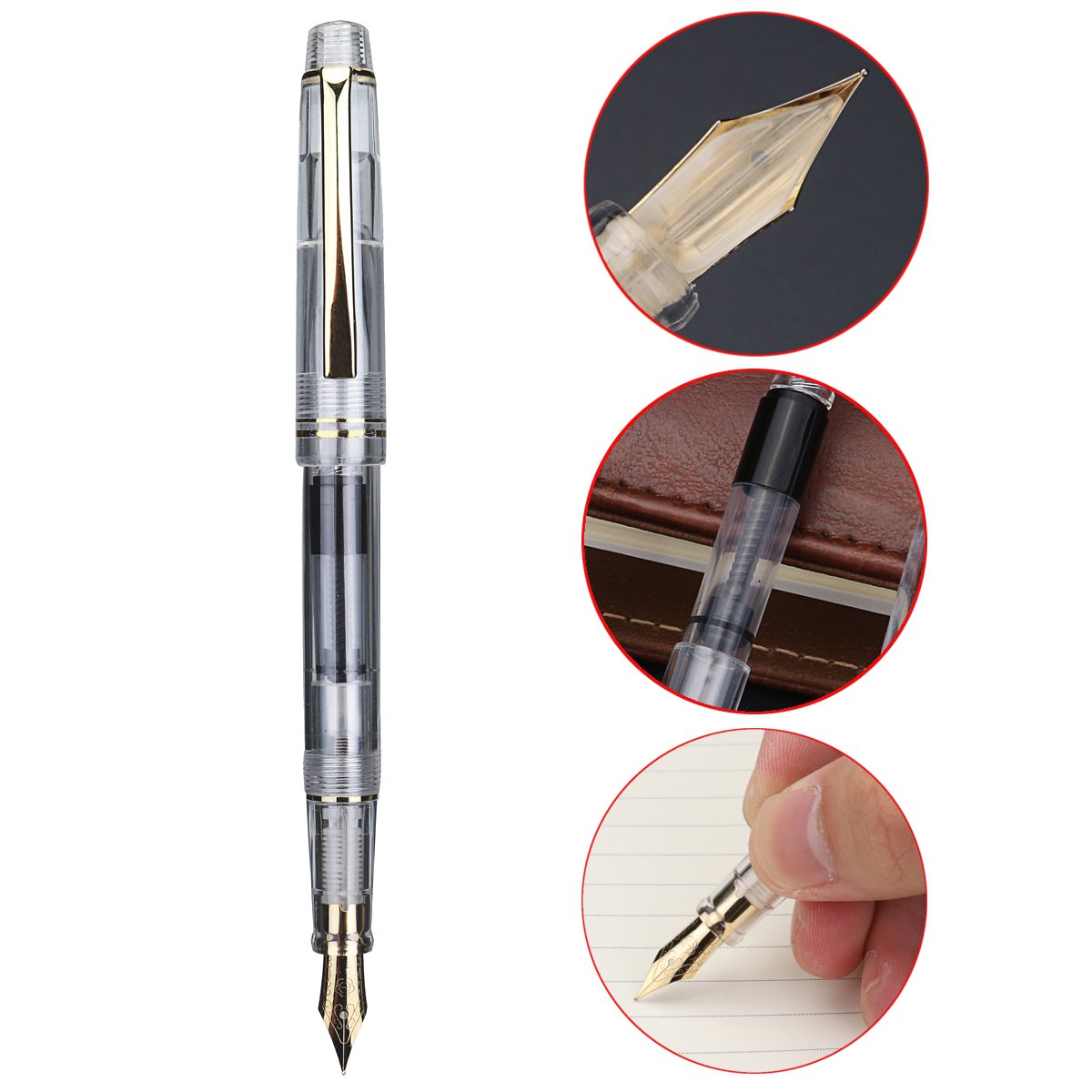 

HERO 1202 Transparent Fountain Pen Extra Fine 0.38MM Nib 135MM Ink Absorber Pen Writing Signing For Office Business Supp