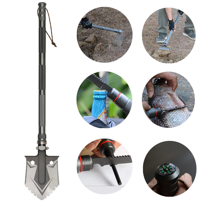 

IPRee® High-carbon Steel Multifunctional Tri-fold Shovels Outdoor Portable Shovel Survival Tools Kit