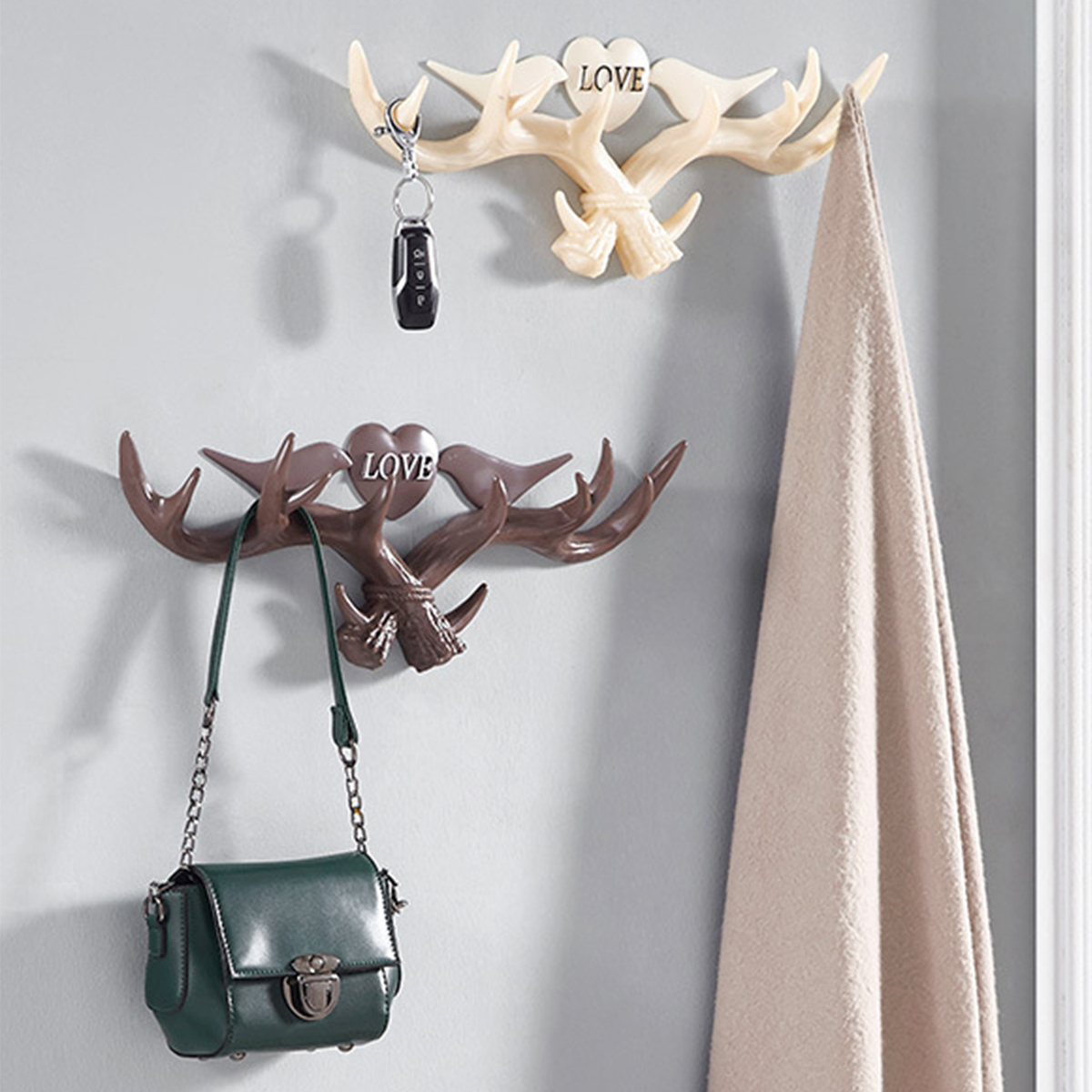 

Love Vintage Deer Antler Wall Hanger Decoration Coat Hook And Hat Rack 4 Color Holder