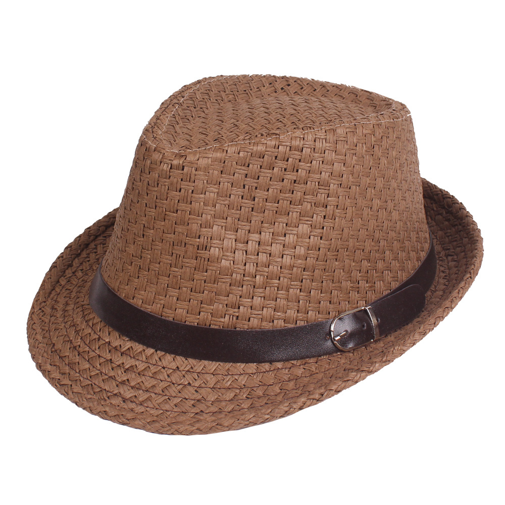 

Men Summer Woven Jazz Straw Hat Short Brim Fedora Hat Visor