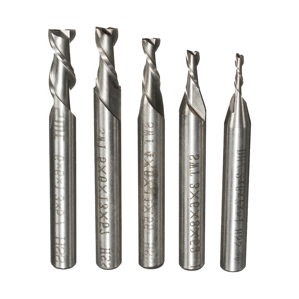 5pcs 2 Flute 2/3/4/5/6mm 6mm Shank Milling Cutter HSS End Mill CNC Engraving Bit