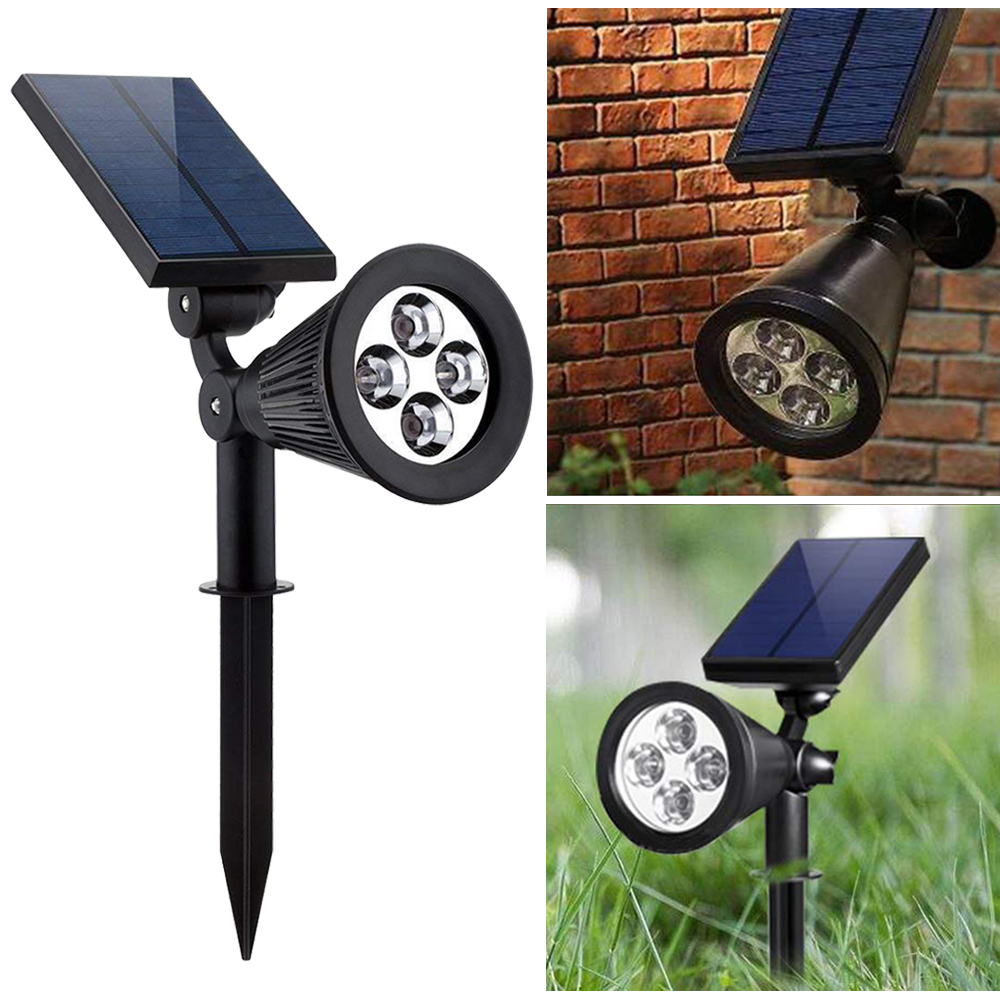 

2-in-1 Garden Solar Light 4 LED Solar Spotlight Adjustable Outdoor Wall Lamp Landscape Security Lighting for Patio Deck Yard