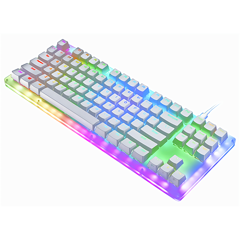 GAMAKAY K87 Mechanical Keyboard 87 Keys Hot Swappable Type-C Wired USB 3.1 NKRO Translucent Glass Base Gateron Switch ABS Two-color Keycap RGB Gaming Keyboard 3