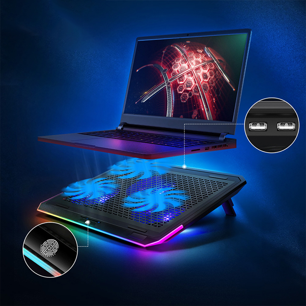 Find LLANO Laptop Cooling Pad Laptop Radiator Cooler Stand with 3 Cooling Fans 2 USB Ports Adjustable Height RGB Touch Control Q8 for 14 17 inches Laptop for Sale on Gipsybee.com with cryptocurrencies