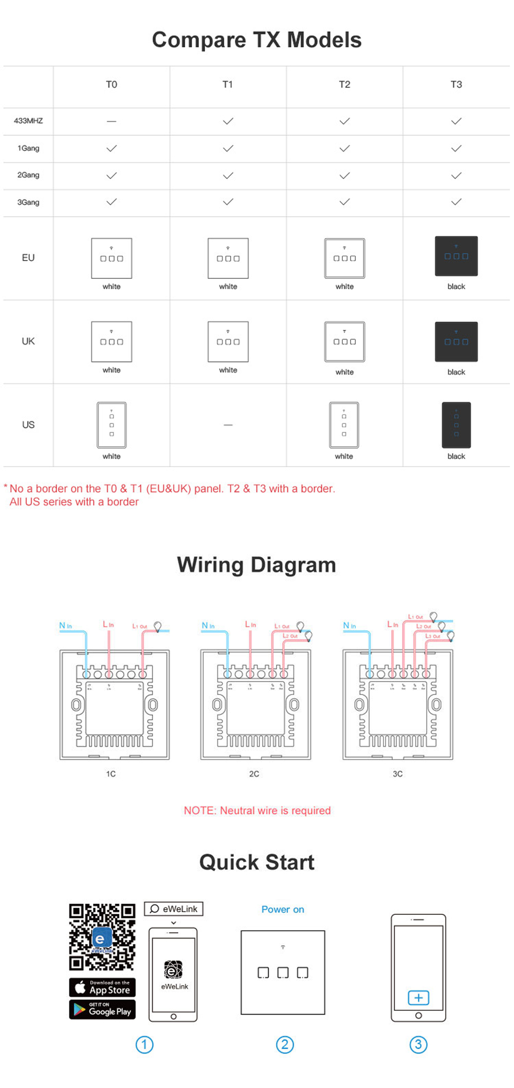 SONOFF® T2 EU/US/UK AC 100-240V 1/2/3 Gang TX Series 433Mhz WIFI Wall Switch RF Smart Wall Touch Switch For Smart Home Work With Alexa Google Home 31