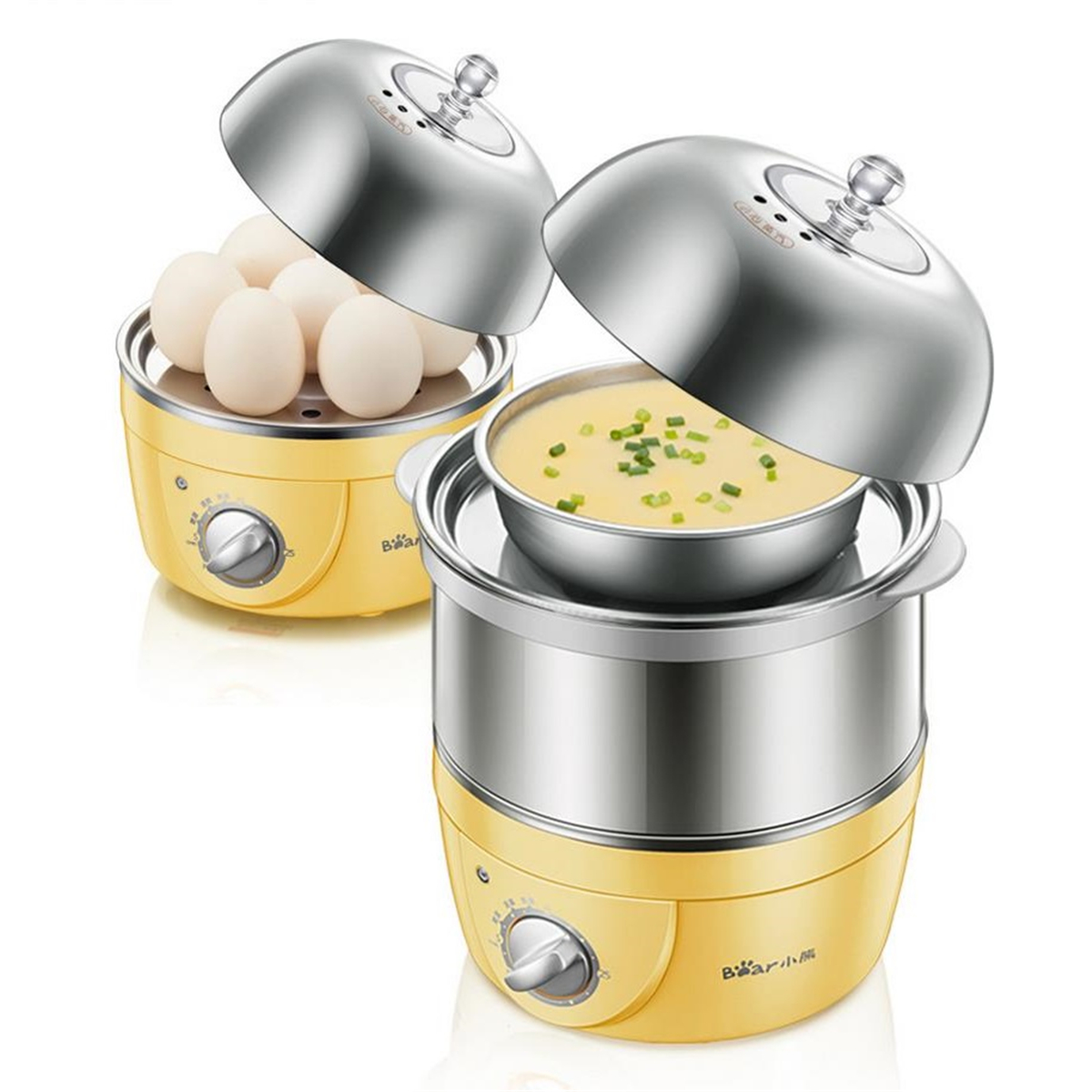 

220V 360W Yellow Stainless Steel Egg Boiler Machine Multi-function with Automatic Power Off for 14Pcs Eggs