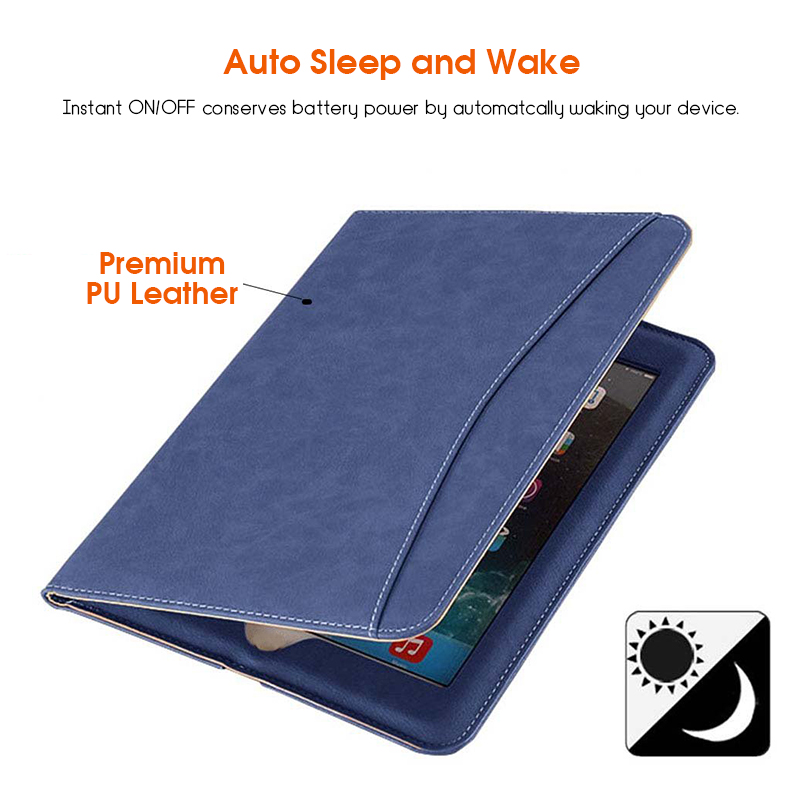 Auto Sleep/Wake Up Card Slots Strap Grip Stand Holder Tablet Case For iPad Pro 10.5 Inch/iPad 9.7 Inch 2018/iPad 9.7 Inch 2017/iPad Pro 9.7 Inch/iPad Air/Air 2 11