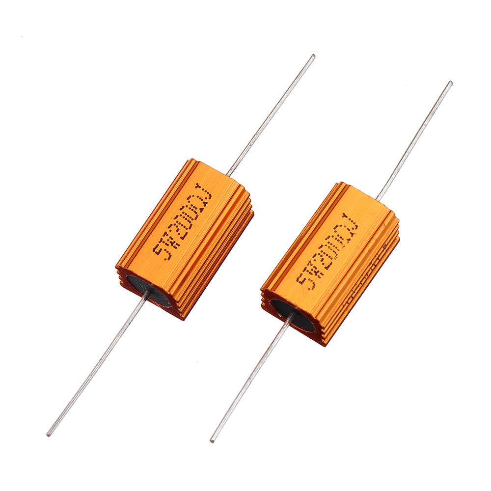 

2pcs RX24 5W 200R 200RJ Metal Aluminum Case High Power Resistor Golden Metal Shell Case Heatsink Resistance Resistor