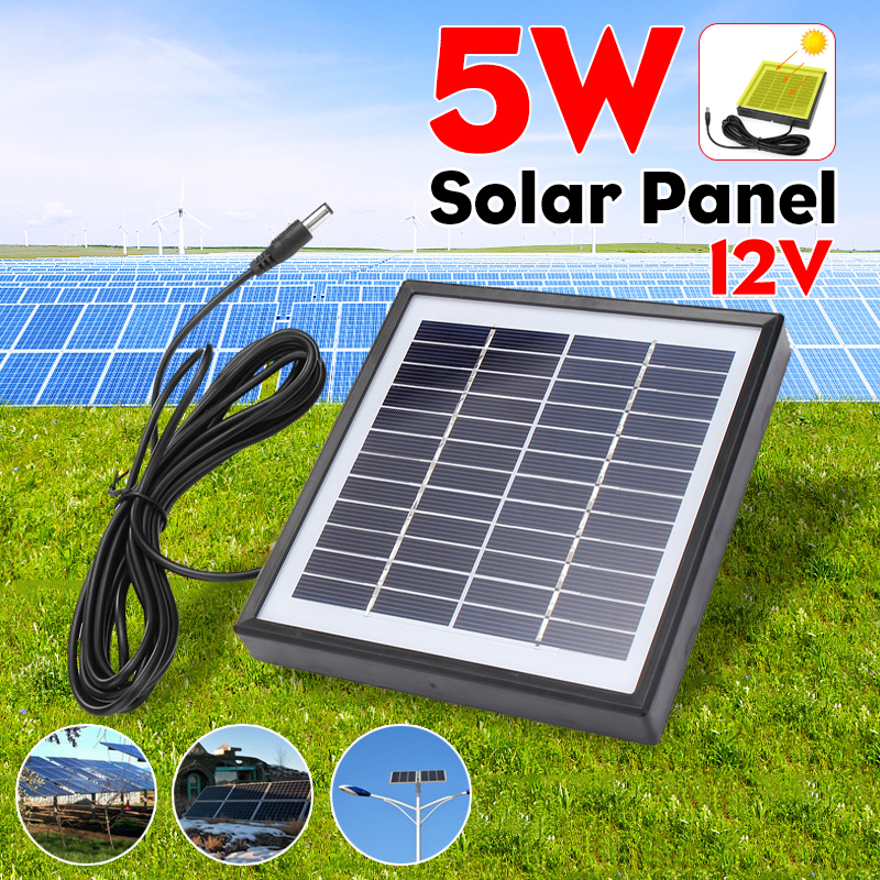 Portable 5W 12V Polysilicon Solar Panel Battery Charger For Car RV Boat W/ 3m Cable 74