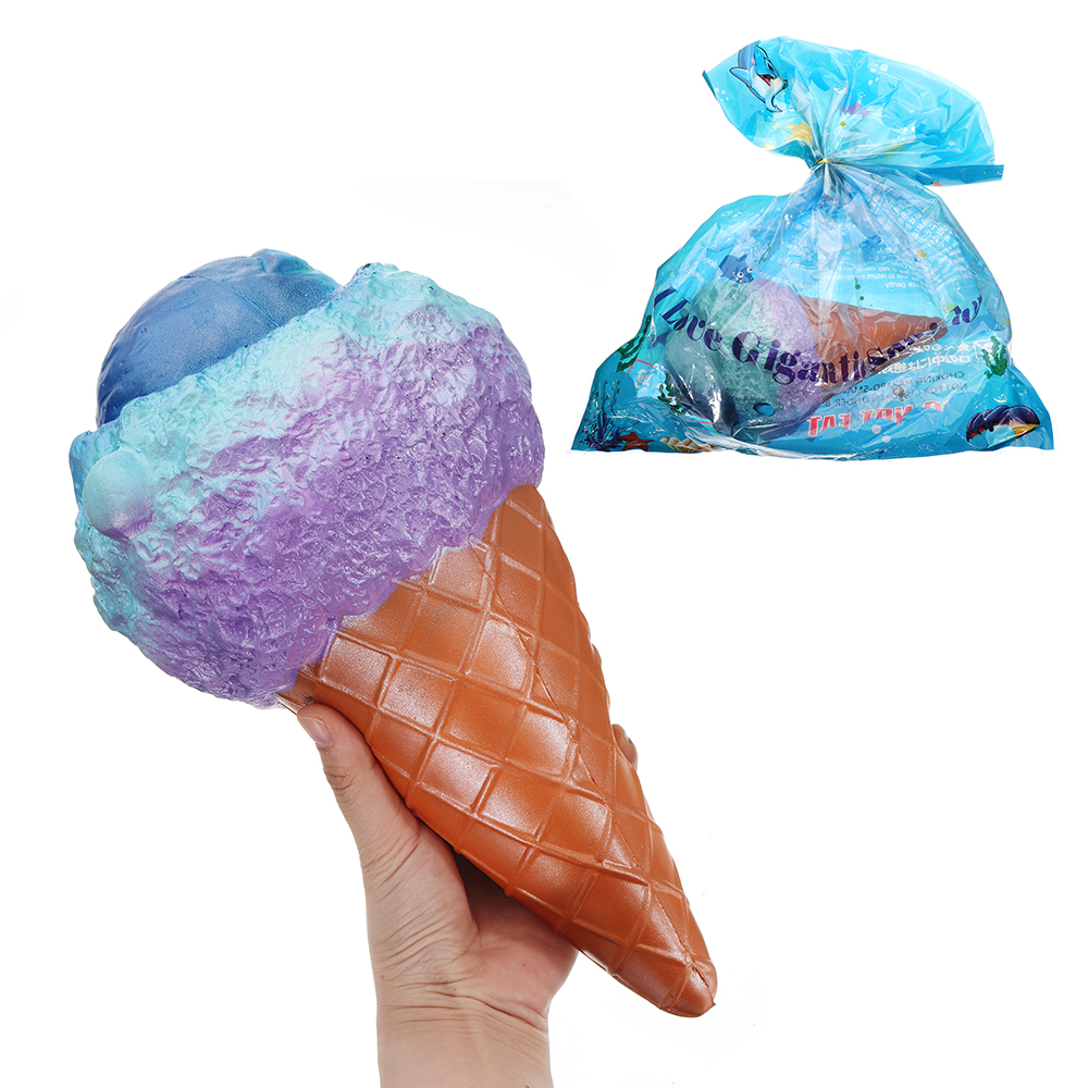 

Giant Ice Cream Cone Squishy 30 * 16CM Огромные фрукты медленно растут с упаковкой Jumbo Soft Toy