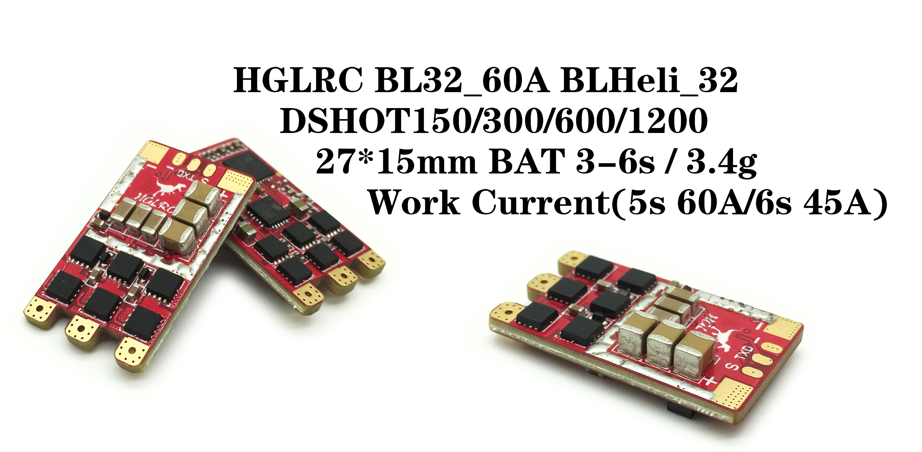 HGLRC T-Rex 60AMP 60A BLHeli_32 3-6S ESC Dshot1200 For RC Drone Multi Rotor US