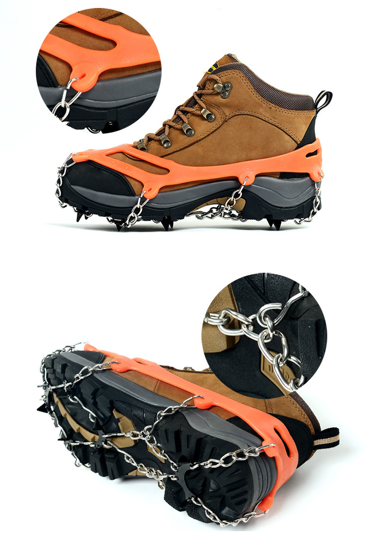Snow grip spike ice shoes boots anti-slip 8-teeth climbing crampons ...